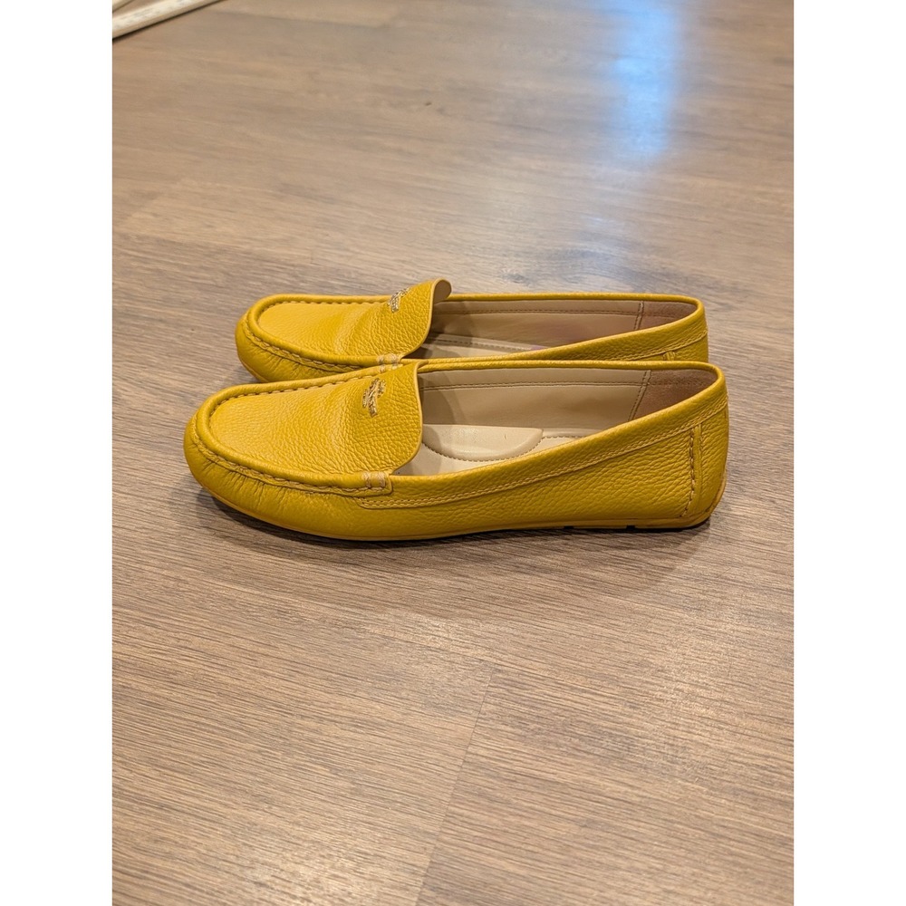 Coach Mustard Yellow Pebbled Leather Loafers Women's 7.5 Quiet Luxury Flats - Picture 6 of 8